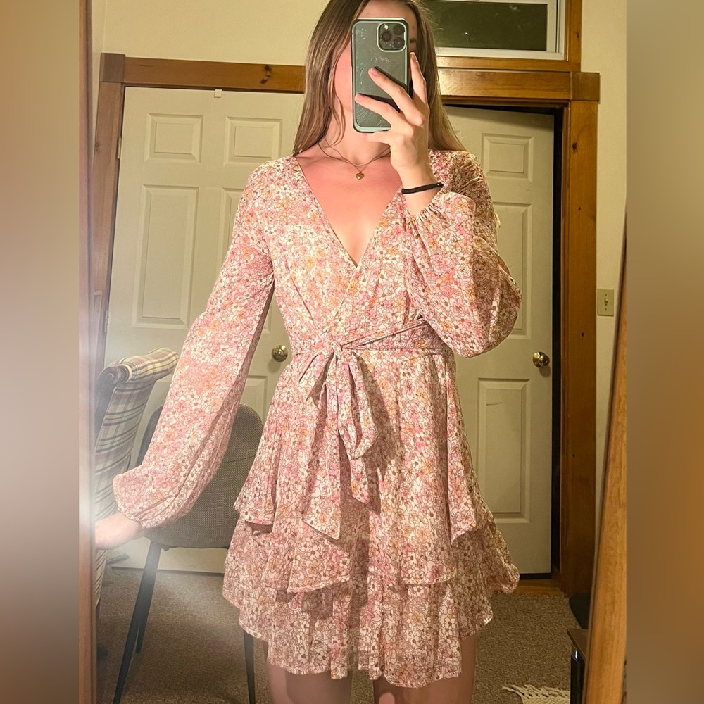 Floral Patterned Layered Flowy Summer Dress